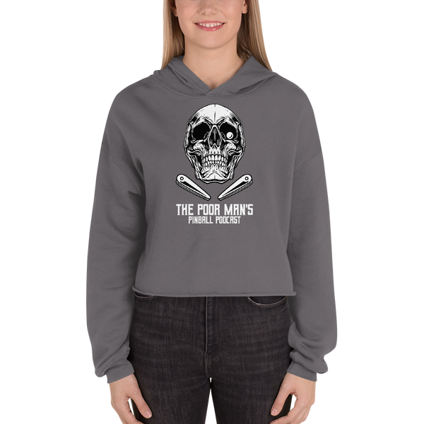 Poor Man's Pinball Podcast Skull and Flippers - Crop Hoodie - Silverball Swag