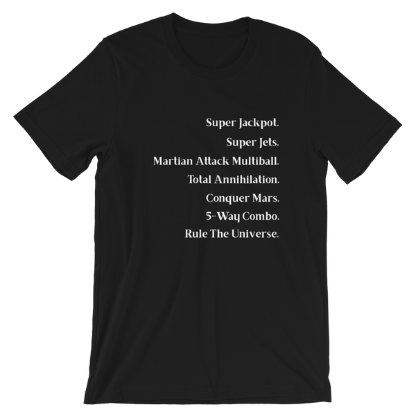 Attack From Mars AFM Objectives - Pinball Shirt - Silverball Swag