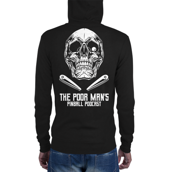 Poor Man's Pinball Podcast Skull and Flippers - Zip Hoodie - Silverball Swag