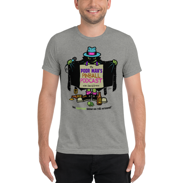 Poor Man's Pinball Podcast Franchi Design - Premium Tri-blend T-Shirt - Silverball Swag