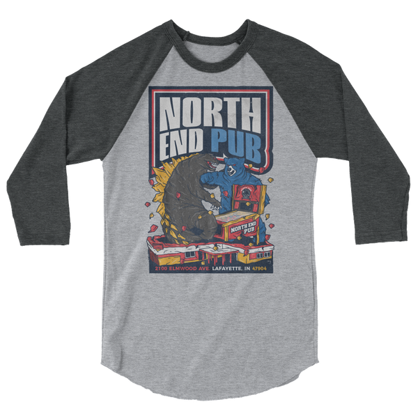 North End Pub Godzilla - 3/4 Sleeve Shirt