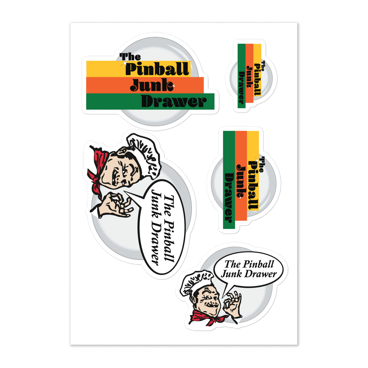 The Pinball Junk Drawer - Sticker sheet – Silverball Swag