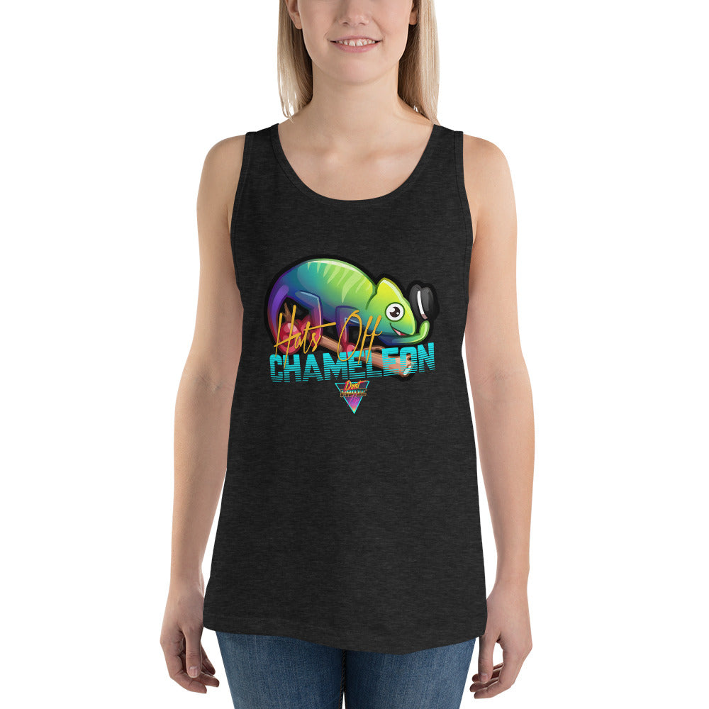 Hats Off Chameleon - Unisex Tank Top - Silverball Swag