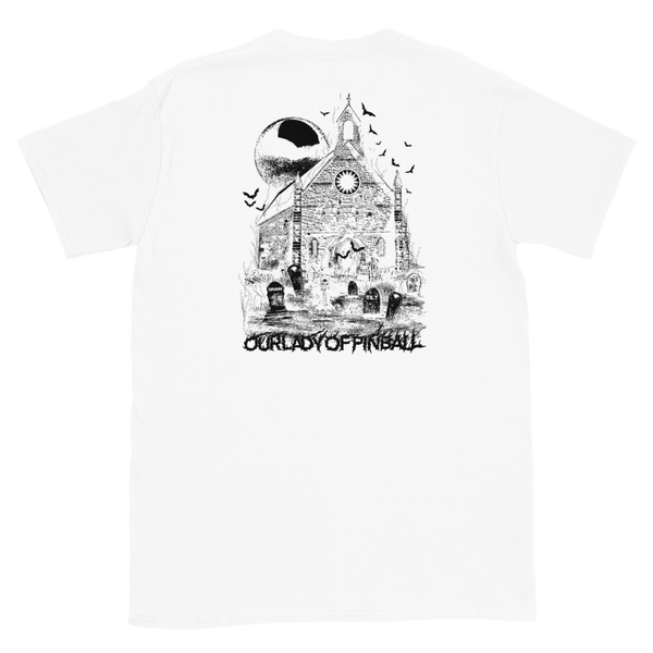 Our Lady of Pinball New - Back Pro T-Shirt