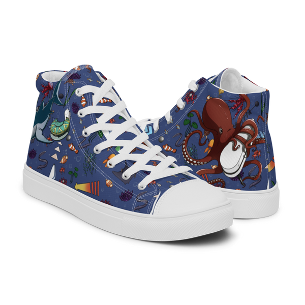 Octopus Flipper - Women’s High Top Canvas Shoes